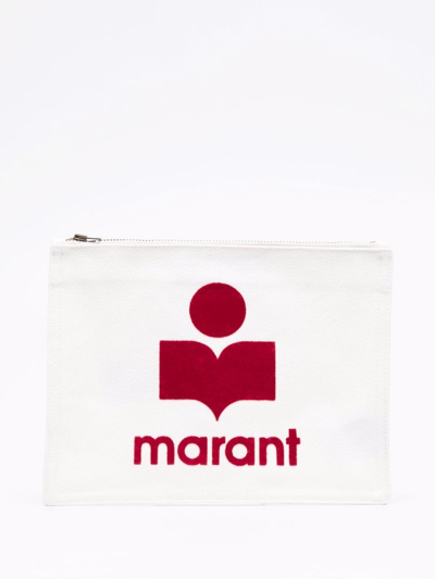 Isabel Marant Logo-patch Clutch Bag In Nude