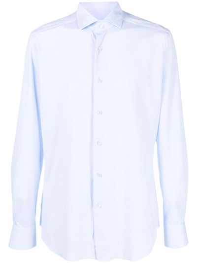 Xacus Plain Button-down Shirt In Blue
