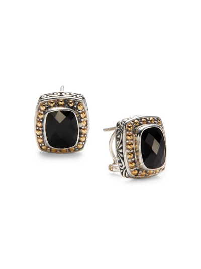 Effy Women's Sterling Silver, 18k Yellow Gold & 5.11 Tcw Onyx Earrings