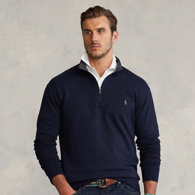 Polo Ralph Lauren Luxury Jersey Quarter-zip Pullover In Modern Blue Heather