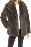 Halogen Faux Fur Teddy Coat In Olive Sarma