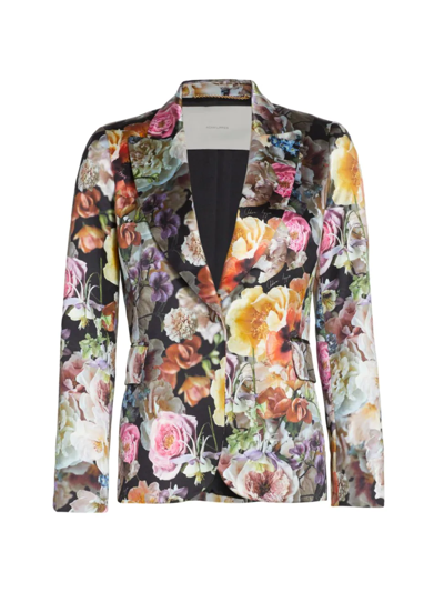 Adam Lippes Floral-print Single-breasted Blazer In Black Floral