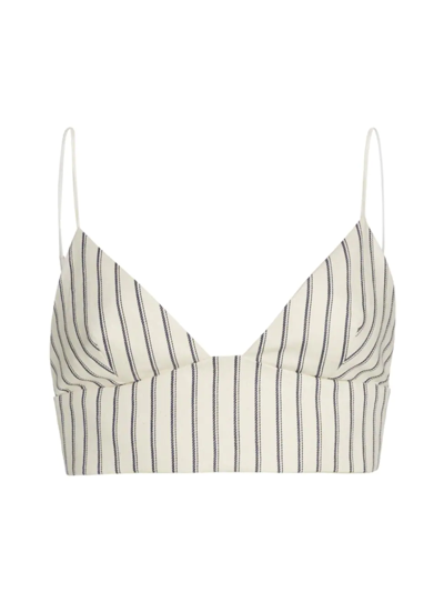 Adam Lippes Striped Cotton-twill Bralette In Canvas Indigo
