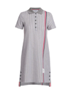 THOM BROWNE STRIPED COTTON TWEED POLO DRESS