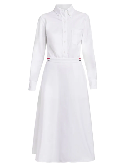 Thom Browne Cotton Poplin A-line Shirtdress In White