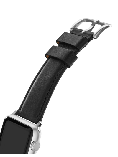 Shinola Men's 24mm Aniline Latigo Leather Strap For Apple Watch In Black
