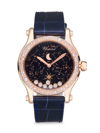 Chopard Women's Happy Moon 18k Rose Gold, Diamond, & Alligator Leather Strap Watch