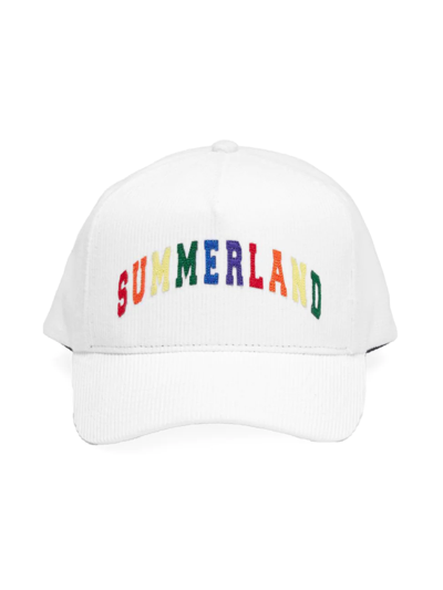 Nahmias Rainbow Summerland Corduroy Baseball Cap In White