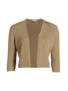 Lafayette 148 Cropped Open Front Cardigan In Green Clay