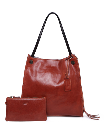 Old Trend Daisy Leather Tote Bag In Cognac