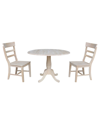 INTERNATIONAL CONCEPTS 42" ROUND TOP PEDESTAL TABLE WITH 2 CHAIRS