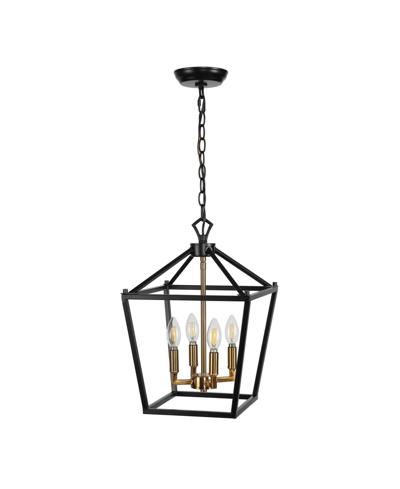 Jonathan Y Pagoda 4-bulb Lantern Metal Led Pendant In Black