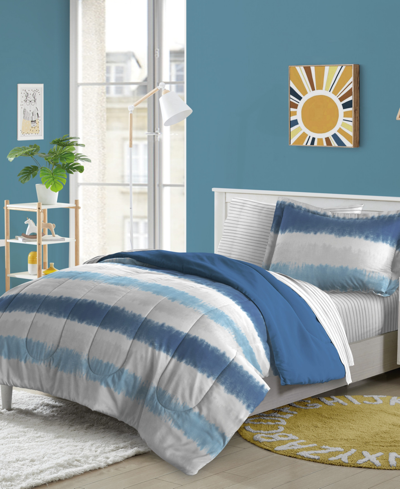 Dream Factory Tie Dye Stripe Twin Comforter Set, Set Of 5 In Blue