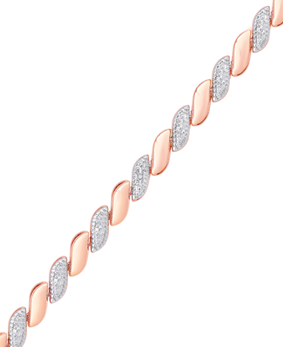 Macy's Diamond Accent San Marco Link Bracelet In 18k Gold-plate & Silver-plate