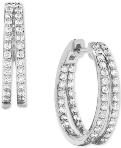 Macy's Diamond Inside Out Double Hoop Earrings (1 Ct. T.w.) In 14k White Gold Or 14k Yellow Gold