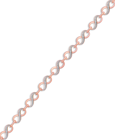 Macy's Diamond Accent Infinity Link Bracelet In 18k Gold Over Silver-plate In Rose Gold