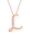 Macy's Diamond Accent Initial Pendant Necklace 18" In Gold Plate Or Rose Gold Plate In Rose Gold L