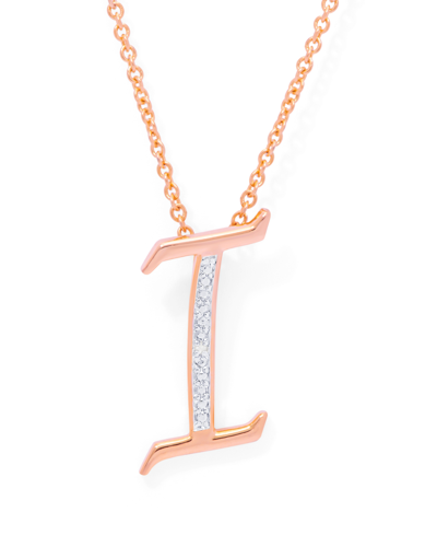 Macy's Diamond Accent Initial Pendant Necklace 18" In Gold Plate Or Rose Gold Plate In Rose Gold I