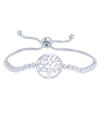 Macy's Diamond Accent Tree Of Live Adjustable Bolo Bracelet In Gold Plate Or Silver Plate In Silver