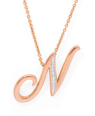 Macy's Diamond Accent Initial Pendant Necklace 18" In Gold Plate Or Rose Gold Plate In Rose Gold N