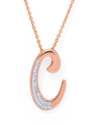 Macy's Diamond Accent Initial Pendant Necklace 18" In Gold Plate Or Rose Gold Plate In Rose Gold C
