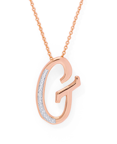 Macy's Diamond Accent Initial Pendant Necklace 18" In Gold Plate Or Rose Gold Plate In Rose Gold G