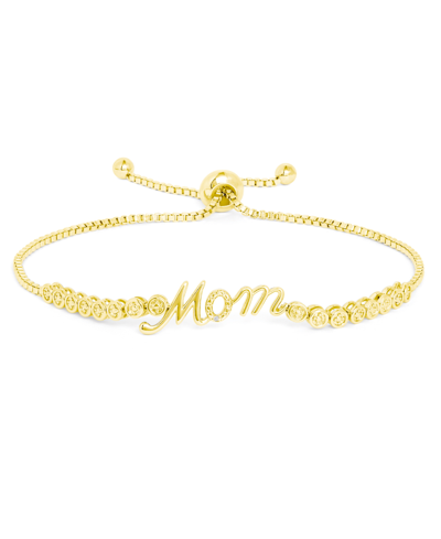 Macy's Diamond Accent Mom Adjustable Bolo Bracelet In Silver Plate Or Gold Plate