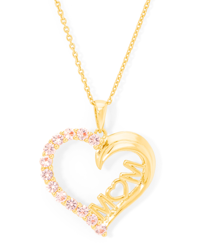 Macy's Simulated Morganite Mom Heart Pendant 18" Necklace In Gold