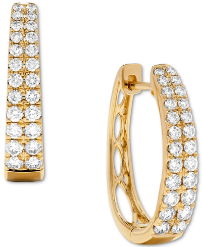 Macy's Diamond Graduated Double Row Hoop Earrings (1 Ct. T.w.) In 14k White Gold Or 14k Yellow Gold