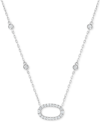 Macy's Diamond Open Oval 18" Pendant Necklace (1/2 Ct. T.w.) In 14k White Gold In White Gold