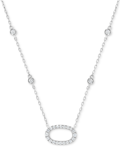 Macy's Diamond Open Oval 18" Pendant Necklace (1/2 Ct. T.w.) In 14k White Gold