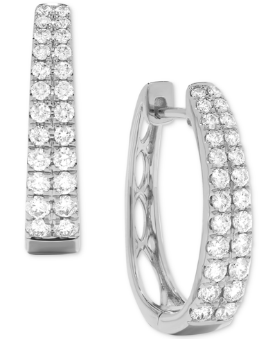 Macy's Diamond Graduated Double Row Hoop Earrings (1 Ct. T.w.) In 14k White Gold Or 14k Yellow Gold