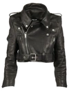 VETEMENTS Vetements Cropped Leather Biker Jacket,WF17JA6LBLACK