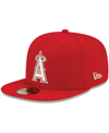 NEW ERA MEN'S NEW ERA RED LOS ANGELES ANGELS LOGO WHITE 59FIFTY FITTED HAT