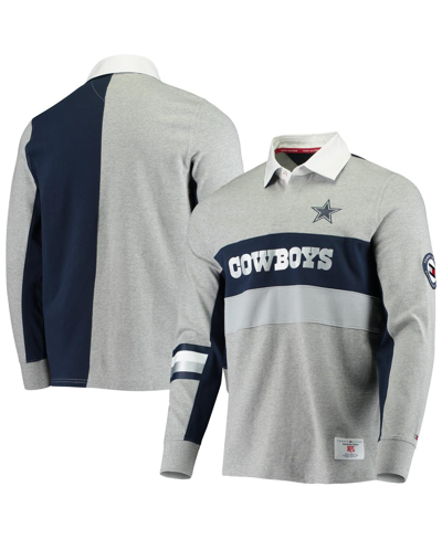 TOMMY HILFIGER MEN'S TOMMY HILFIGER HEATHERED GRAY DALLAS COWBOYS RUGBY LONG SLEEVE POLO