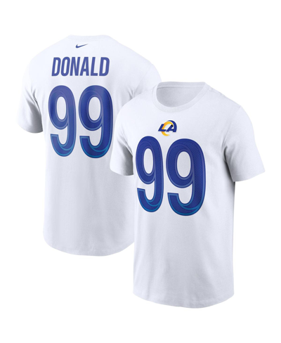 Nike Men's  Aaron Donald White Los Angeles Rams Name And Number T-shirt