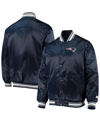 Starter Men's  Navy New England Patriots Locker Room Satin Varsity Full-snap Jacket In Navy