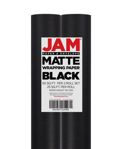 Jam Paper Gift Wrap 50 Square Feet Matte Wrapping Paper Rolls, Pack Of 2 In Matte Black