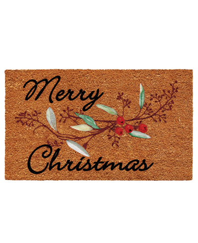 Home & More Merry Christmas Berries Coir/vinyl Doormat, 17" X 29" In Multi