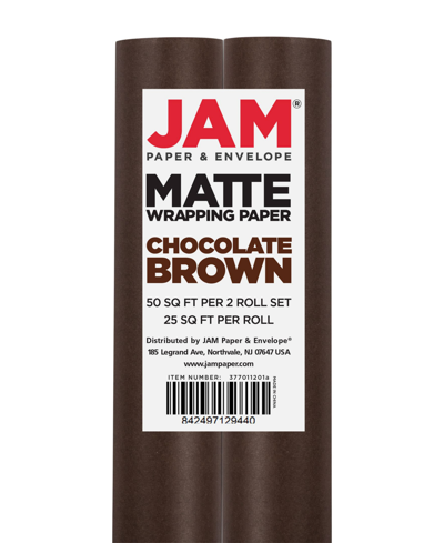 Jam Paper Gift Wrap 50 Square Feet Matte Wrapping Paper Rolls, Pack Of 2 In Chocolate Brown Matte