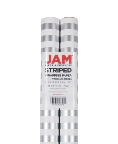 Jam Paper Gift Wrap 50 Square Feet Striped Wrapping Paper Rolls, Pack ...
