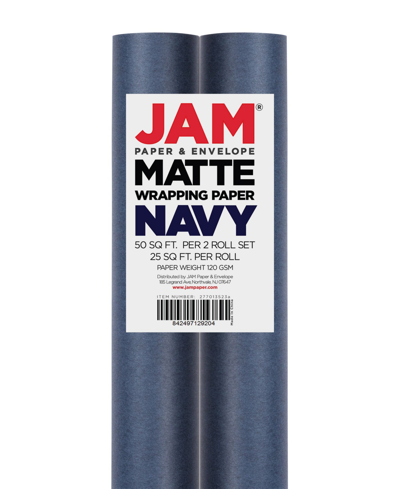 Jam Paper Gift Wrap 50 Square Feet Matte Wrapping Paper Rolls, Pack Of 2 In Cobalt Blue Matte