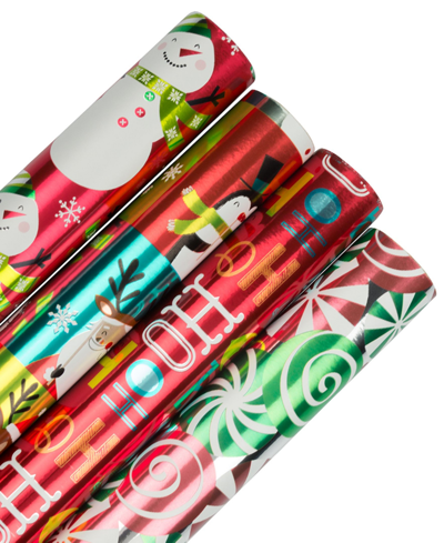 Jam Paper Assorted Gift Wrap 100 Square Feet Christmas Foil Wrapping ...