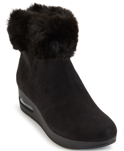 Dkny Abri Womens Faux Suede Faux Fur Booties In Brown
