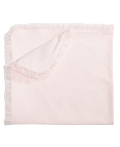 First Impressions Kids' Baby Girls Tulle Trim Blanket, Created For Macy's In Pink Pearl