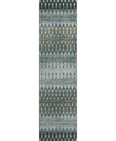 D Style Brisbane Br1 2'3" X 7'6" Runner Area Rug In Blue