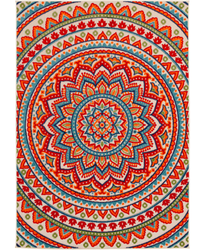 Northern Weavers Britta Bri-07 7'10" X 9'10" Outdoor Area Rug In Red,ivory