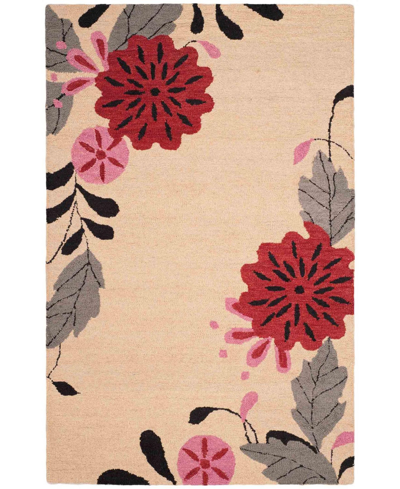 Martha Stewart Collection Picture Block Floral Msr4871a Ivory 3' X 5' Area Rug