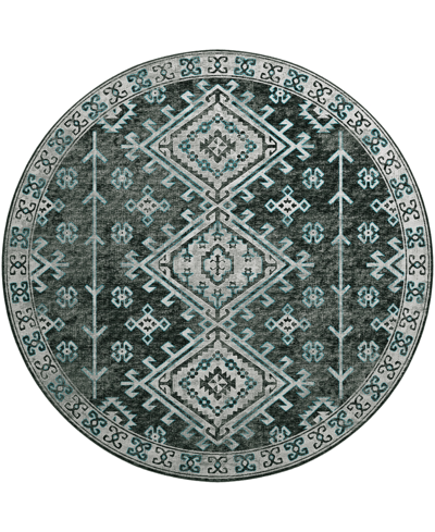 D Style Brisbane Br2 8' X 8' Round Area Rug In Midnight