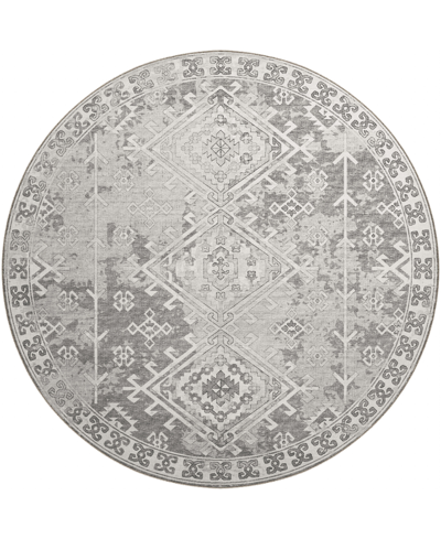 D Style Celia Br2 8' X 8' Round Area Rug In Silver-tone